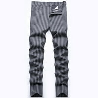 Homadles Мъжки трайни панталони- небрежен плюс размер отпечатани панталони сиви размер 3xl