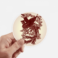 Китайски фени птица животински портрет стикер кръгла стена куфар лаптоп етикет броня