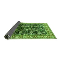 Ahgly Company Indoor Square Oriental Green Industrial Area Rugs, 3 'квадрат