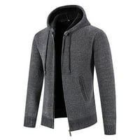 Funicet Men's Fashion and Winter Stand Collar пуловер Небрежно яке от руно тъмно сиво xl