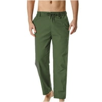Мъжки панталони леки панталони памучни спални панталони с еластична талия на талията ежедневно ежедневни панталони панталони спортни панталони панталони армия зелено l