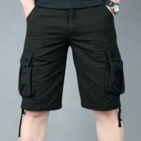 EcqKame ​​Мъжки туристически късори къси панталони Мъжки плюс размери Карго къси панталони Мулти-джобове спокойни летни плажни къси панталони Черни XXL