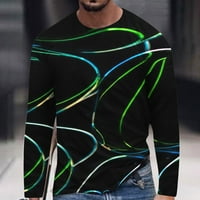 Виадха Мъжки ризи за пуловер Нова модна мъжка тениска за печат с дълъг ръкав, разхлабена кръгла врата на шията подкосъмване отгоре блузи &