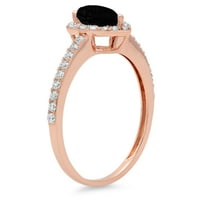 1.32ct круша изрязано черно естествено они 14k розово розово злато Гравиране Изявление Булчинска годишнина Ангажимент Сватбена ореола Размер на пръстена 4.5