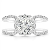 Majesty Diamonds MD190545- 1. CTW Round Diamond Split-Shank Halo годежен пръстен в 18K бяло злато- размер 7