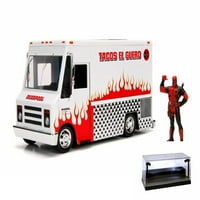 Diecast Car W Led Display - Taco Truck с фигура на Deadpool, Deadpool - Jada - Scale Diecast Model Toy Car