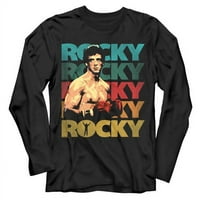 Rocky Pose 70 -те ретро избледняване на мъжки шампион за бокс с дълъг ръкав за мъже