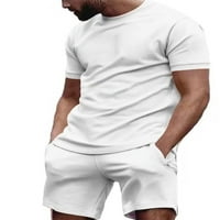 Abtel Men Arkonsity Комплект две тениски и къси панталони обикновени тоалети Мъжки ежедневни фитнес PJS Комплекти бели 2xl