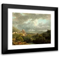 Nicolas -Antoine Taunay Black Modern Musemer Framed Museum Art Print, озаглавен - Пейзаж с акведукт