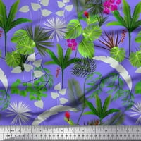 Soimoi Japan Crepe Satin Fabric Orchid, Palm & Monstera Tropical Decor Fabric Printed Yard Wide