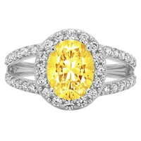 2.78ct овално изрязване жълто симулиран диамант 14k бяло злато годишнина годежен хареол размер 9.75