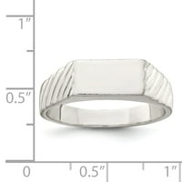 Мулично стерлингово сребърно мъже 6x отворен гръб гравируем монограм подпиг на пръстена с размер 8.5