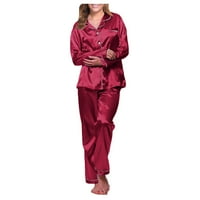Eguiwyn женски нощна нощна пижама Нощни дрехи жени бельо на роба комплект нов костюм на бельо сатени пижами жени дълги разхлабени пижама комплекти