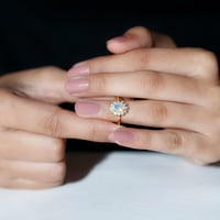 Принцеса Даяна вдъхновен пръстен, овална форма Етиопски опал с диамантен ореол, 14k жълто злато, САЩ 7.50