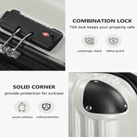 3 части разширяващи се багажни комплекти, комплект куфар за спин на ABS с TSA Lock White