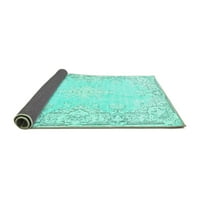 Ahgly Company Indoor Rectangle Persian Turquoise Blue Bohemian Area Rugs, 5 '7'