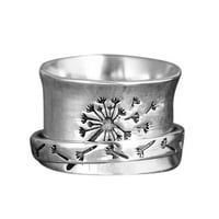 Cara Lady Vintage Creative Graving Въртяща се гарландска пръстена Цветни пръстени Мъжки женски пръстени сребро