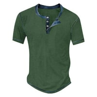 Клирънс Yohome мъжки ризи кръгла шия вафла контрастираща цвят тънка тениска зелена xxxl