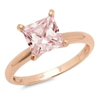 1. CT блестяща принцеса изряза симулиран розов диамант 14k розов златен пасианс пръстен SZ 7.25