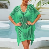 Tking fashion дамски бански костюми плаж блуза куха плетене на бикини ваканционни рокля блуза горен бански костюм за жени зелено един размер