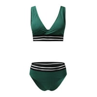 Aayomet Beachwear Women Bandage Bandeau Bikini Up Комплект бански костюми Push Swimsuit Бразилски бански костюм Кратка пола за плуване за жени, зелено s