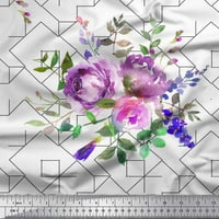 Soimoi Viscose Chiffon Fabric Акварелен цвете геометрични отпечатъци от плат по двор широк