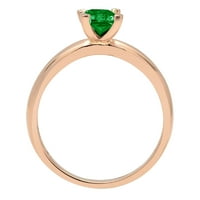 CT Brilliant Emerald Cut симулиран изумруд 14K Rose Gold Politaire Ring SZ 5.25