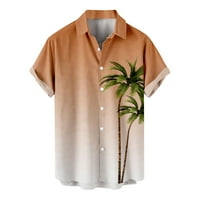 Мъжки ризи за летен моден клирънс Мъжки небрежни лапи плажни ваканционни ваканционни облекла модна риза Хавайска риза с къси ръкави оранжево xxxl