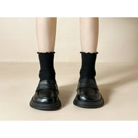 Wooklow Womens Shoes Classic Platform Loafer Slip on Loafers Дами Мери Джейн Обувка Анти-Скид Луг Едно удобно черно 5.5