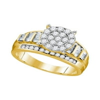 Jewels 10kt Жълто злато дамски кръг Diamond Cindys Dream Cluster Булчински сватбен годежен пръстен 1. CTTW - Размер 9