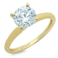2.0ct кръгло отрязано синьо симулиран диамант 18k жълто злато годишнина годежен пръстен размер 6.5