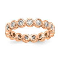 14k розово златно пръстенна лента Eternity Diamond Round полиран 1ct Bezel Set