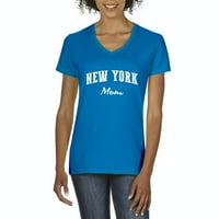 Arti - Кратък ръкав с тениска с тениска с жени, до женски размер 3XL - Ню Йорк Мама