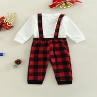 Панталони за бебета костюм с дълъг ръкав кръгла шия лък риза + панталони за печат