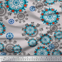 Soimoi Polyester Crepe Fabric Snowflake & Damask Етнически печат тъкан по двор