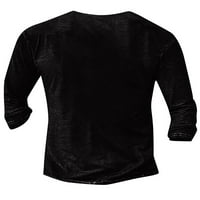 Glonme Mens Thiss Tiger Printed тениска с дълъг ръкав върхове есен есен основен моден бутон надолу пуловер черен 3xl