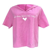 Тениска с късо ръкав на Noilla Dadies Threy V Neck Tee Women Fashion Pullover Summer Tops Pink 3XL