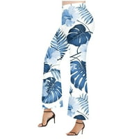 Hanas Women's Summer Fashion Wide Leg Palazzo, свободен ежедневен принт удобен еластичен висок талия, разпален ежедневни панталони