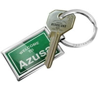 Знак на Green Road Keychain Добре дошли в Azusa