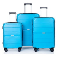 Hardshell куфар Spinner Wheels PP Багаж комплекти лек куфар с TSA заключване, 3-части комплект, светлосиньо