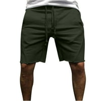 Mikilon Men's Loose Straight Beach Средно удобни панталони ежедневни спортове пет точки панталони Мъжки спортни къси панталони с джобове зелени летни оферти
