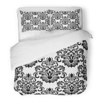 Комплект спално бельо сребърен регент дамаска черно на бял античен красив класен непрекъснат елегантен двоен размер на одеяло покритие с възглавница за домашна декорация за спално бельо