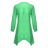 жилетка за жени модни жени ежедневни разхлабени дълги ръкави с памук и спално бельо тениска полиестер зелено s