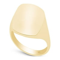 Комфортен прилепващ квадратен пръстен в 14k жълто злато, покрито със стерлинги, размер на пръстена 9.5
