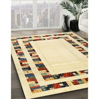 Ahgly Company Machine Wareable Indoor Rectangle Contemporary Sun Yellow Area Rugs, 3 '5'