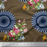 Soimoi Cotton Poplin Fabric Stripe, флорални и мандала декор от плат, отпечатан двор