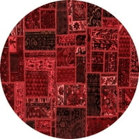 Ahgly Company Indoor Round Oriental Red Modern Area Rugs, 7 'Round