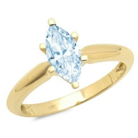 1ct marquise cut Blue симулиран диамант 14k жълто злато гравиране изявление Булчинска годишнина годеж