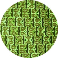 Ahgly Company Indoor Round Oriental Green Modern Area Rugs, 7 'Round