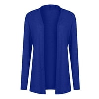 Жени модни плюс размер мода за жени, разхлабени жилетка с дълъг ръкав, блуза жилетка синьо